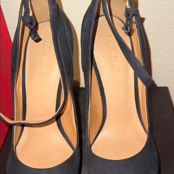 L.A.M.B. Black Suede Wedges - Picture 4 of 12